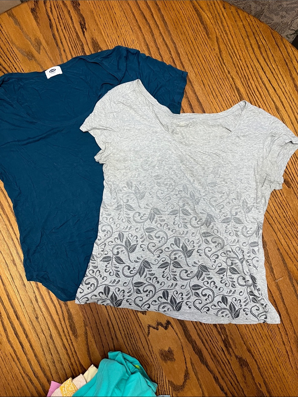 Women’s Teal and Light Gray Short Sleeve Scoop Neck Tops - 2 Pack